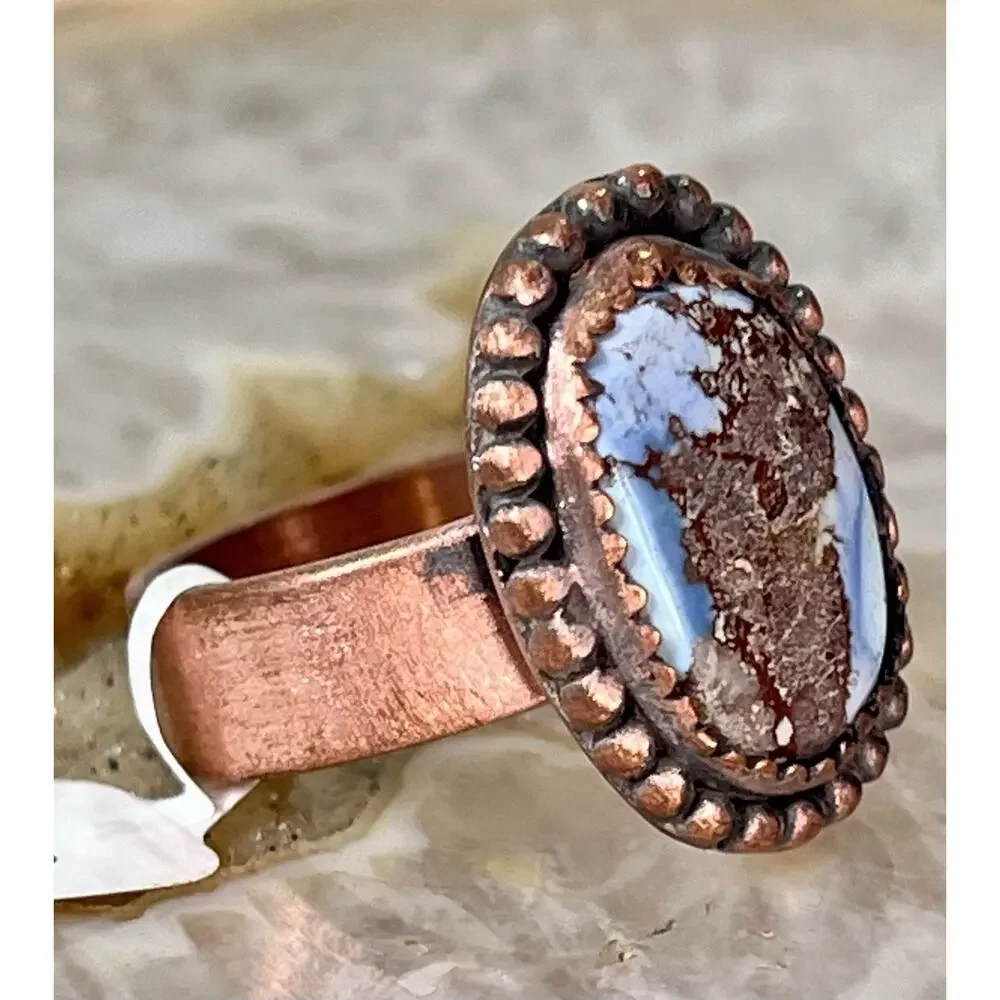 Golden Hills Turquoise Copper Statement Ring Handmade USA Adjust Southwestern